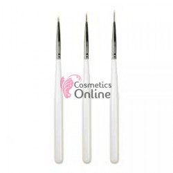 Pensule de unghii set de  3 bucati pentru decor cu varf scurt Albe PNS11